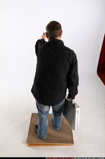 Man Adult Chubby White Fighting with gun Standing poses Casual