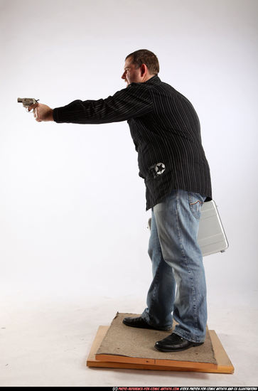 Man Adult Chubby White Fighting with gun Standing poses Casual