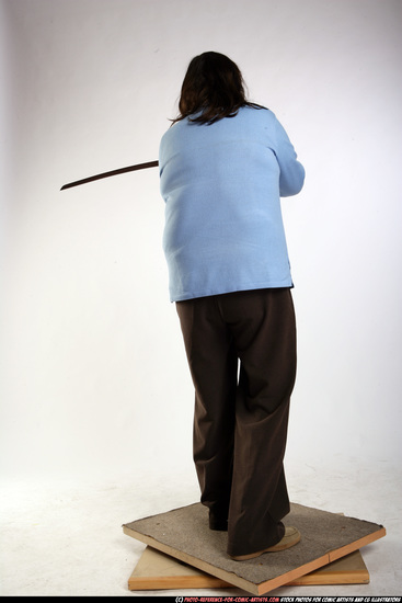 Woman Old Chubby White Martial art Standing poses Casual