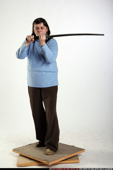 Woman Old Chubby White Martial art Standing poses Casual