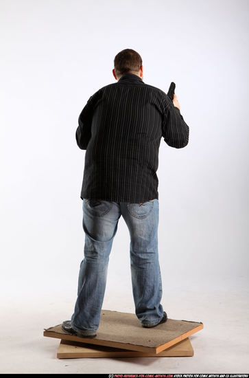 Man Adult Chubby White Fighting with gun Standing poses Casual