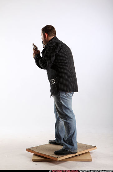 Man Adult Chubby White Fighting with gun Standing poses Casual