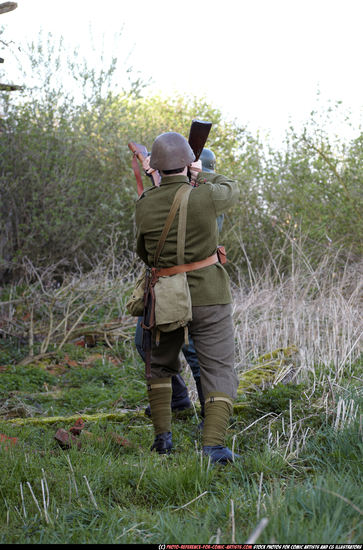 Adult Average White Fighting with rifle Standing poses Army Men