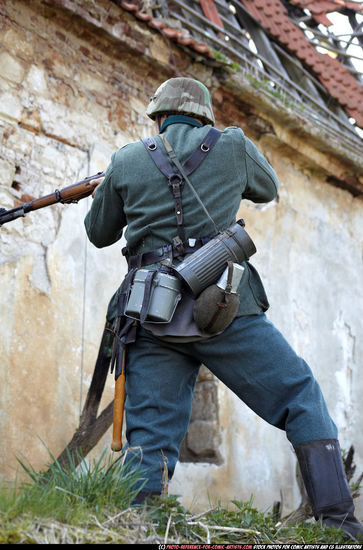 Adult Average White Fighting with rifle Standing poses Army Men