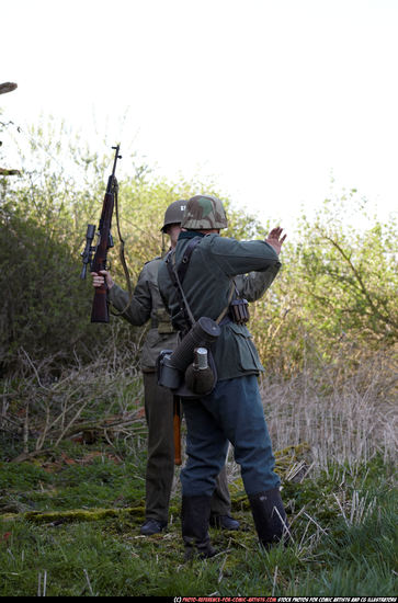 Adult Average White Fighting with rifle Standing poses Army Men