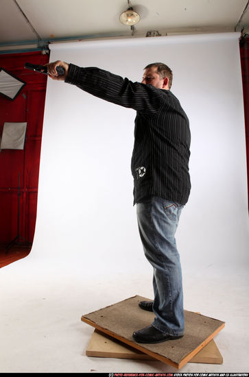 Man Adult Chubby White Fighting with gun Standing poses Casual