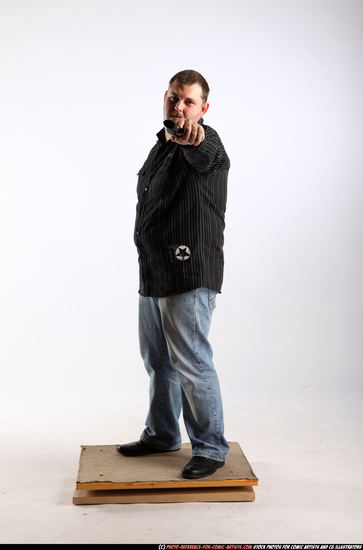 Man Adult Chubby White Fighting with gun Standing poses Casual