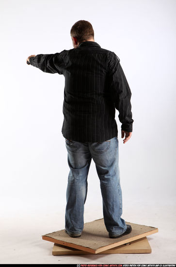 Man Adult Chubby White Fighting with gun Standing poses Casual