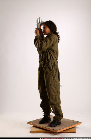 Woman Young Athletic Black Martial art Standing poses Army