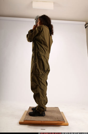 Woman Young Athletic Black Martial art Standing poses Army