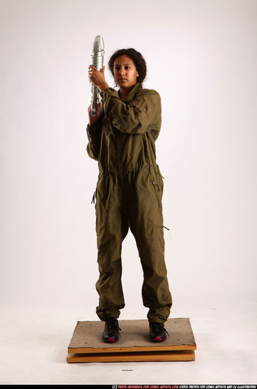 Woman Young Athletic Black Martial art Standing poses Army