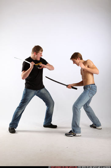 Adult Average White Fighting with sword Standing poses Sportswear Men