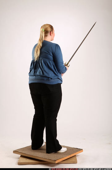 Woman Adult Chubby White Fighting with sword Standing poses Casual