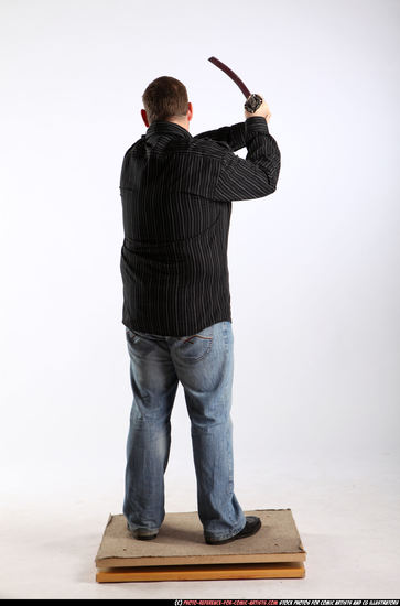 Man Adult Chubby White Fighting with sword Standing poses Casual