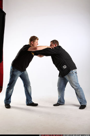 Adult Chubby White Fist fight Standing poses Casual Men