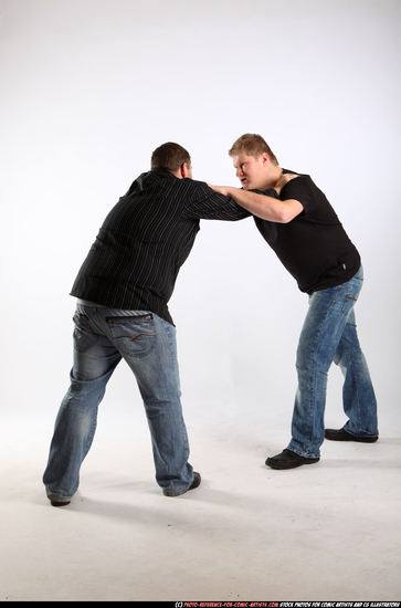 Adult Chubby White Fist fight Standing poses Casual Men