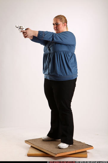 Woman Adult Chubby White Fighting with gun Standing poses Casual