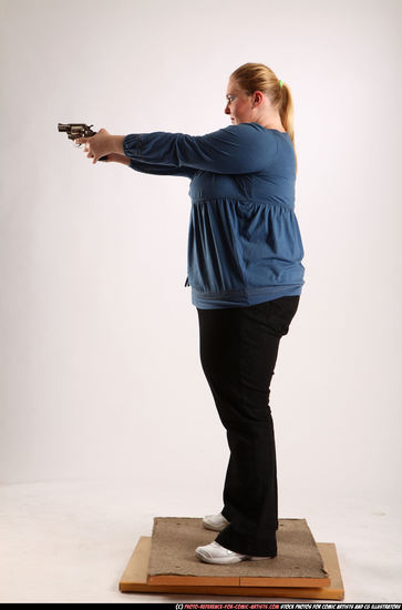 Woman Adult Chubby White Fighting with gun Standing poses Casual