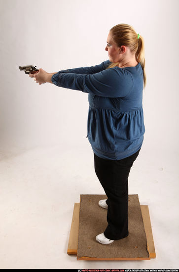 Woman Adult Chubby White Fighting with gun Standing poses Casual