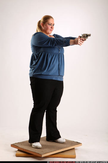 Woman Adult Chubby White Fighting with gun Standing poses Casual