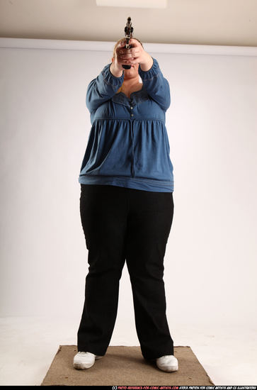 Woman Adult Chubby White Fighting with gun Standing poses Casual