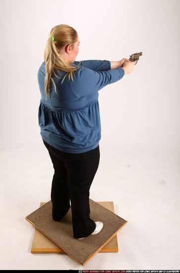 Woman Adult Chubby White Fighting with gun Standing poses Casual