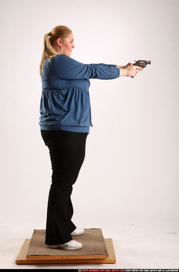 Woman Adult Chubby White Fighting with gun Standing poses Casual