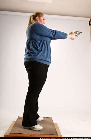 Woman Adult Chubby White Fighting with gun Standing poses Casual