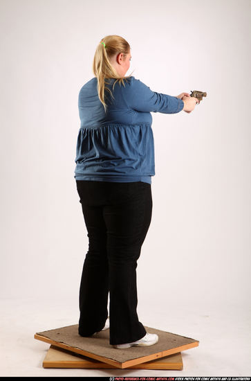 Woman Adult Chubby White Fighting with gun Standing poses Casual