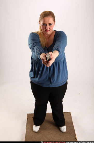 Woman Adult Chubby White Fighting with gun Standing poses Casual