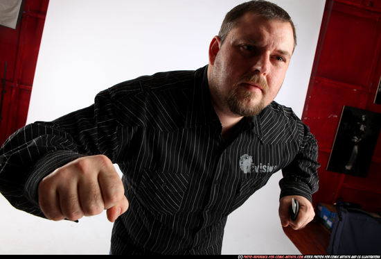 Man Adult Chubby White Fighting with knife Standing poses Casual