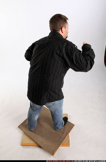 Man Adult Chubby White Fighting with knife Standing poses Casual