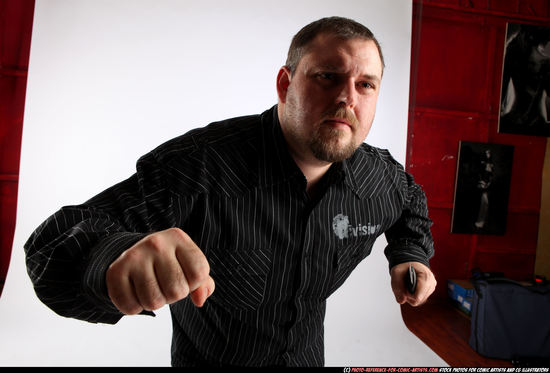 Man Adult Chubby White Fighting with knife Standing poses Casual