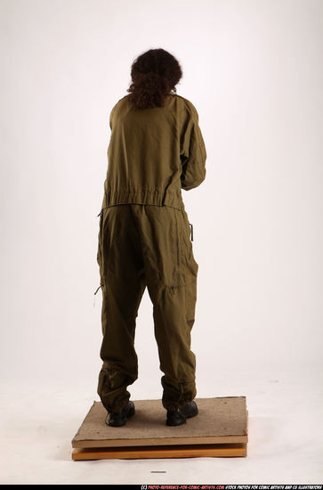 Woman Young Athletic Black Fighting with submachine gun Standing poses Army