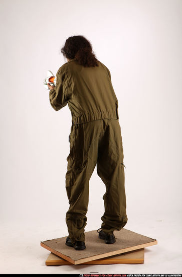 Woman Young Athletic Black Fighting with submachine gun Standing poses Army