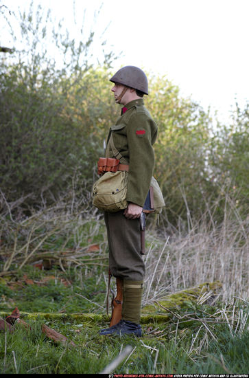 Man Adult Average White Fighting with rifle Standing poses Army