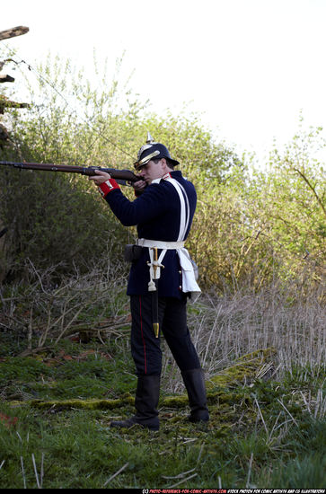 Man Adult Athletic White Fighting with rifle Standing poses Army