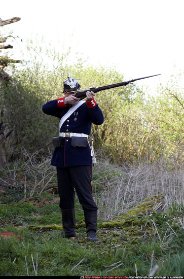 Man Adult Athletic White Fighting with rifle Standing poses Army