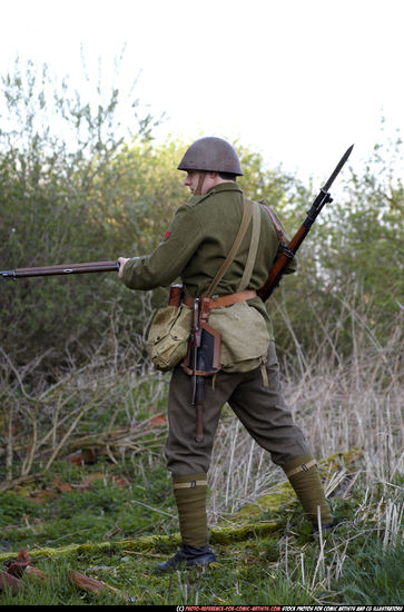 Adult Average White Fighting with rifle Standing poses Army Men