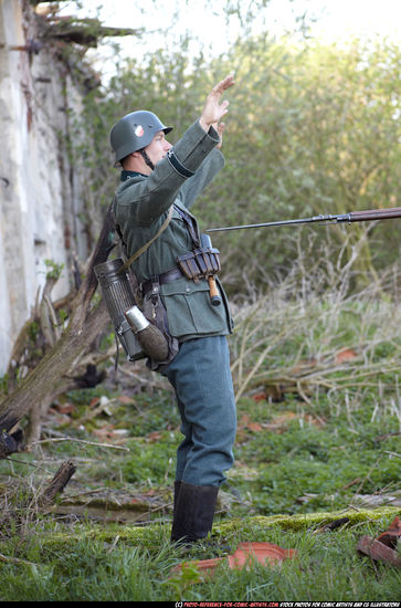 Adult Average White Fighting with rifle Standing poses Army Men