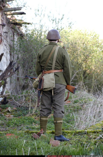 Man Adult Athletic White Fighting with rifle Standing poses Army