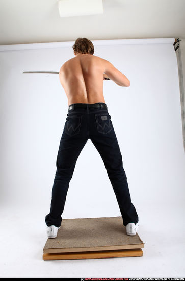 Man Young Athletic White Martial art Standing poses Pants