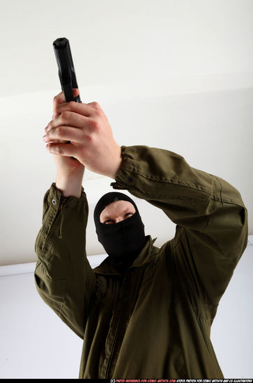 Man Adult Average White Fighting with gun Standing poses Army