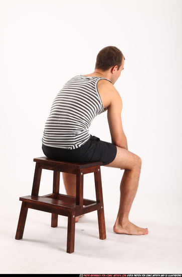 Man Adult Athletic White Neutral Sitting poses Sportswear