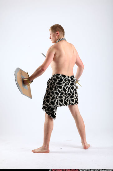 Man Adult Average White Fighting with sword Standing poses Underwear