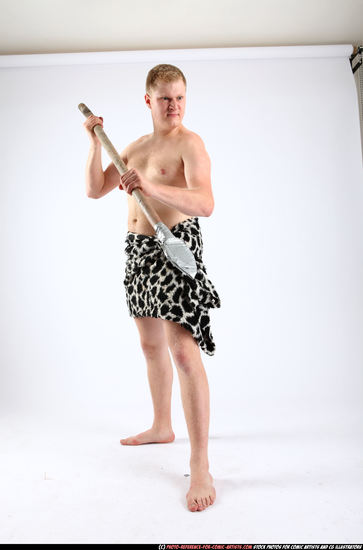 Man Adult Average White Fighting with spear Standing poses Army