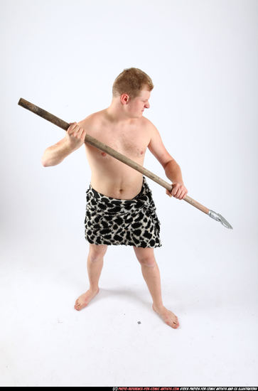 Man Adult Average White Fighting with spear Standing poses Army