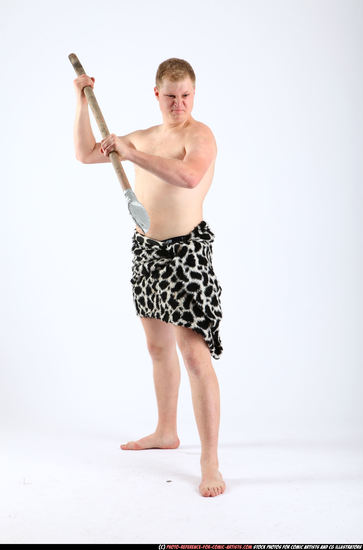 Man Adult Average White Fighting with spear Standing poses Army