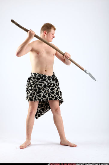 Man Adult Average White Fighting with spear Standing poses Army