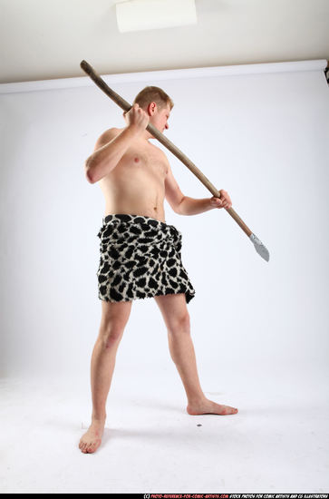 Man Adult Average White Fighting with spear Standing poses Army